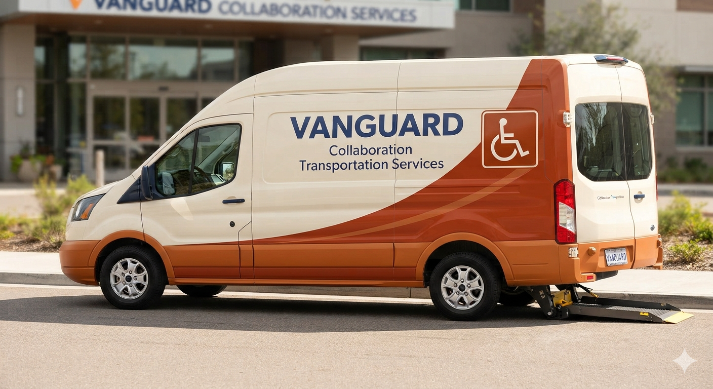 Vanguard Collaboration accessible van with ramp deployed